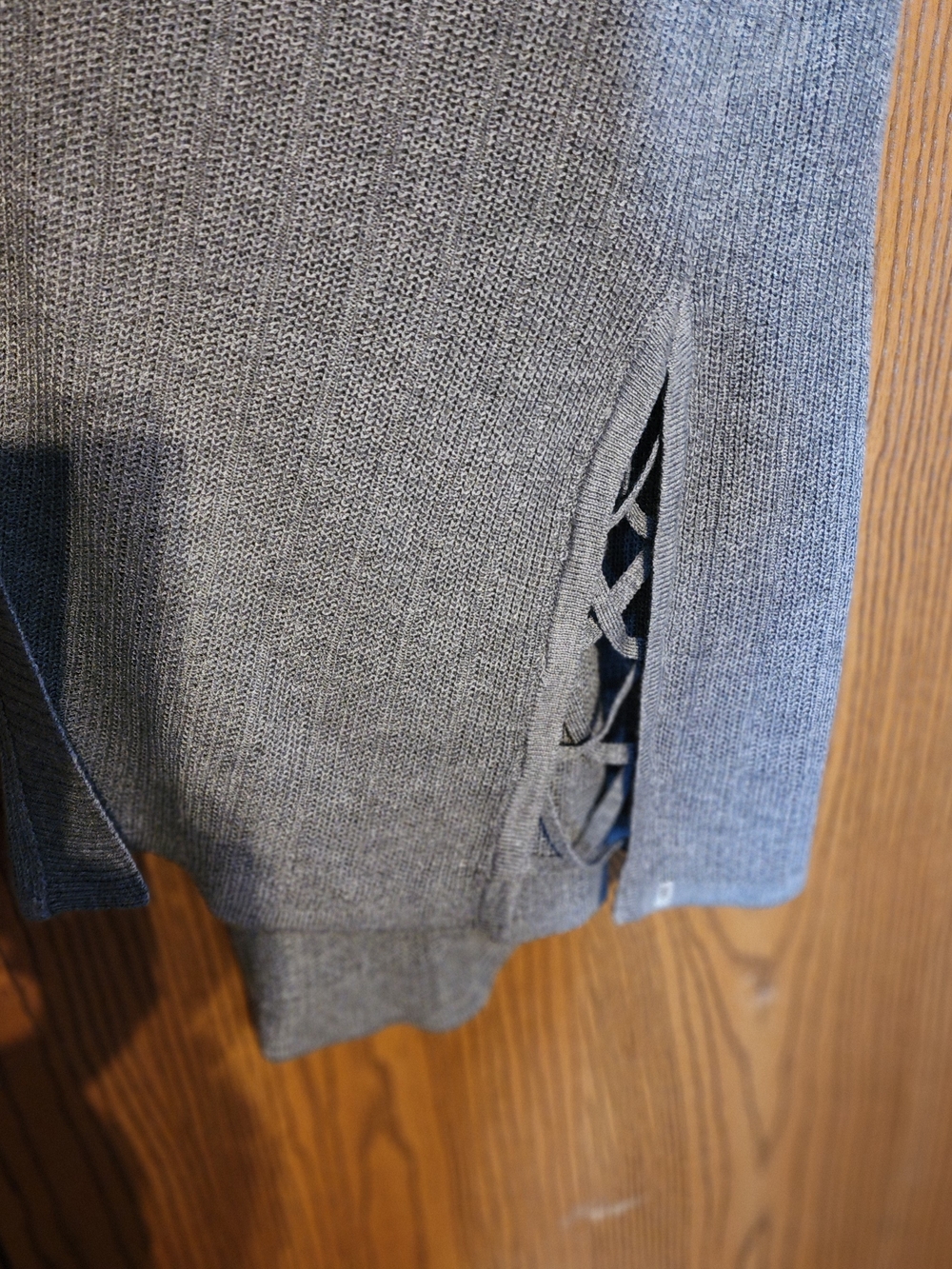 Torrid Gray Long Open-Front Ribbed Cardigan Duster - Picture 3 of 6